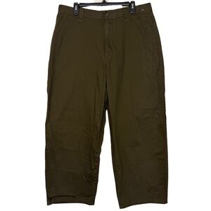Uniqlo U Chino WIDE FIT Pants Mens 36x27 Cotton Lemaire Trousers Olive Green Zip